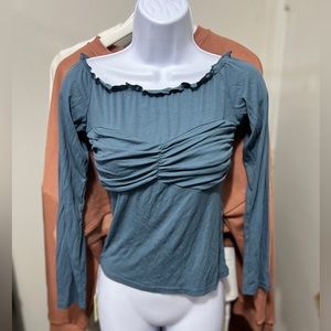 OGL off shoulder bow ruched top